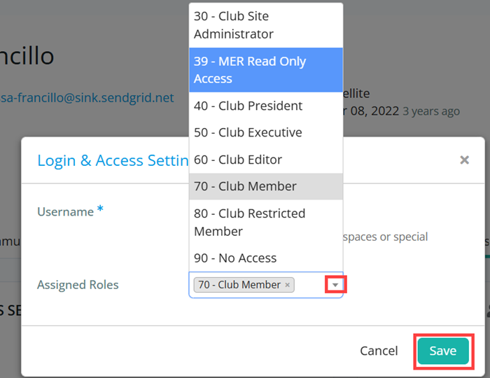 Update access level